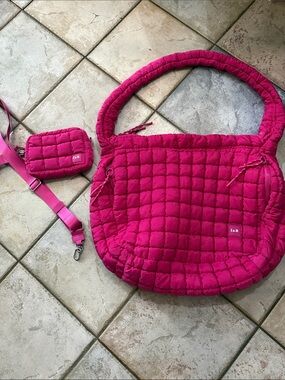 Iris and Rainbow Hot Pink Quilted Bag with Matching accessory bag